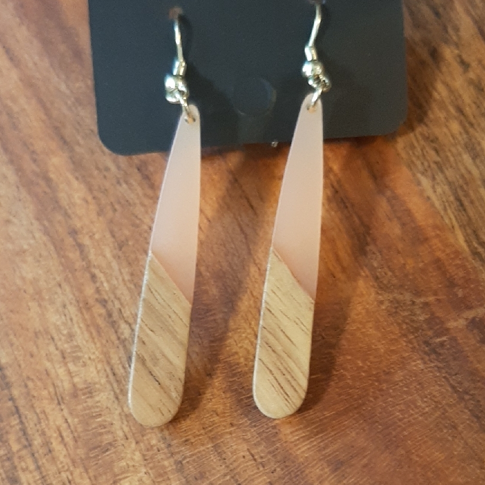 Elegant Pink and Tan Drop Earrings